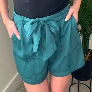 A New Day | Forest Green Tie-Bow Shorts